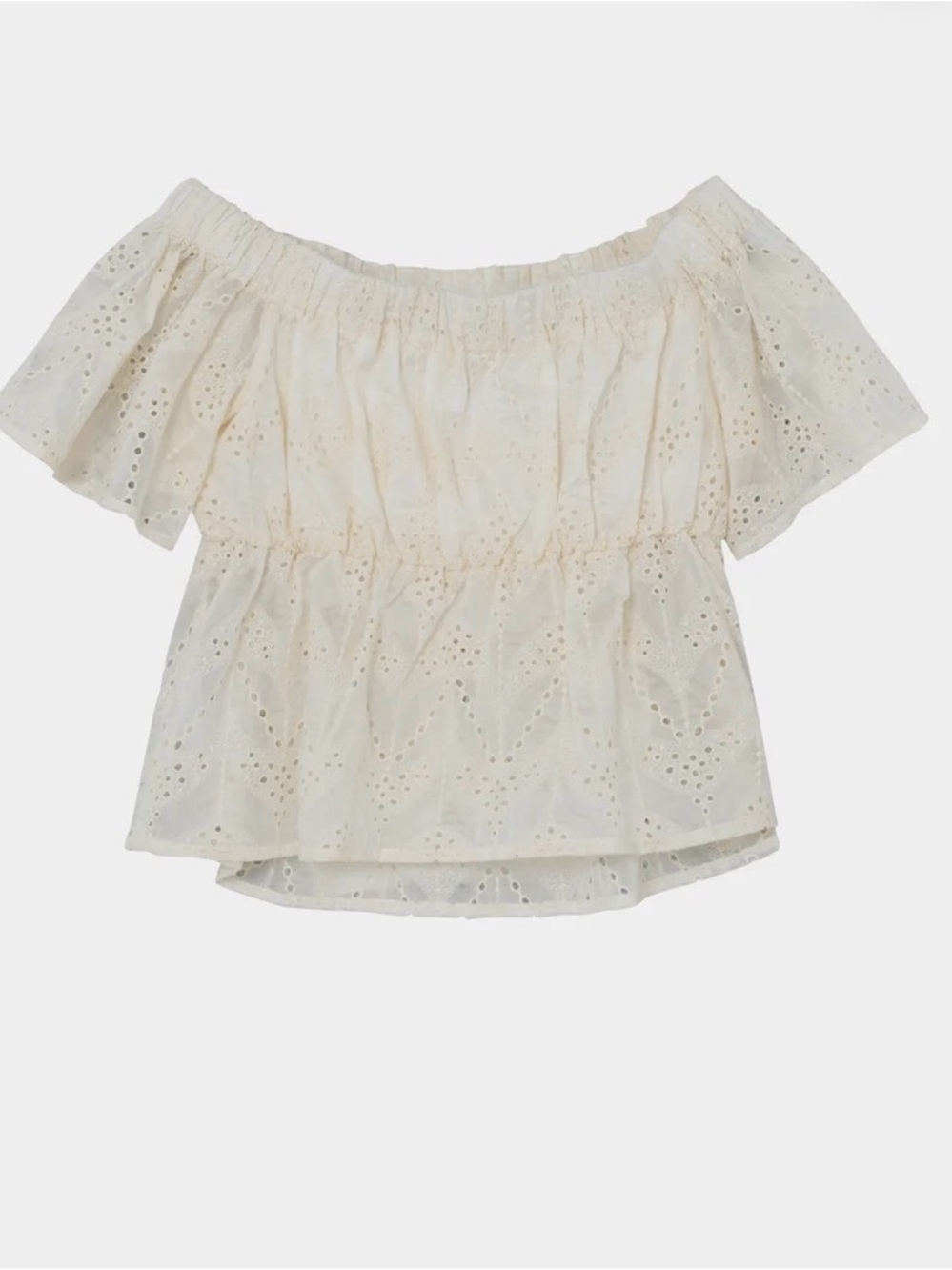 DAY Eyelet Off-Shoulder ruffled Peasant Blouse in white size US 10 NWT - Picture 5 of 5